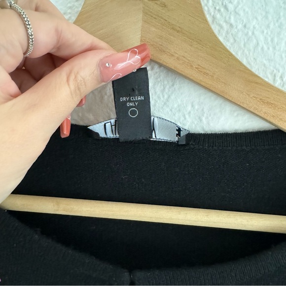 Vintage 90s Black Cashmere Wool Silk Beaded Floral Quarter Sleeve Cropped Shrug - Picture 10 of 13